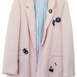 Zara Blush Pink Blazer Button-down Top